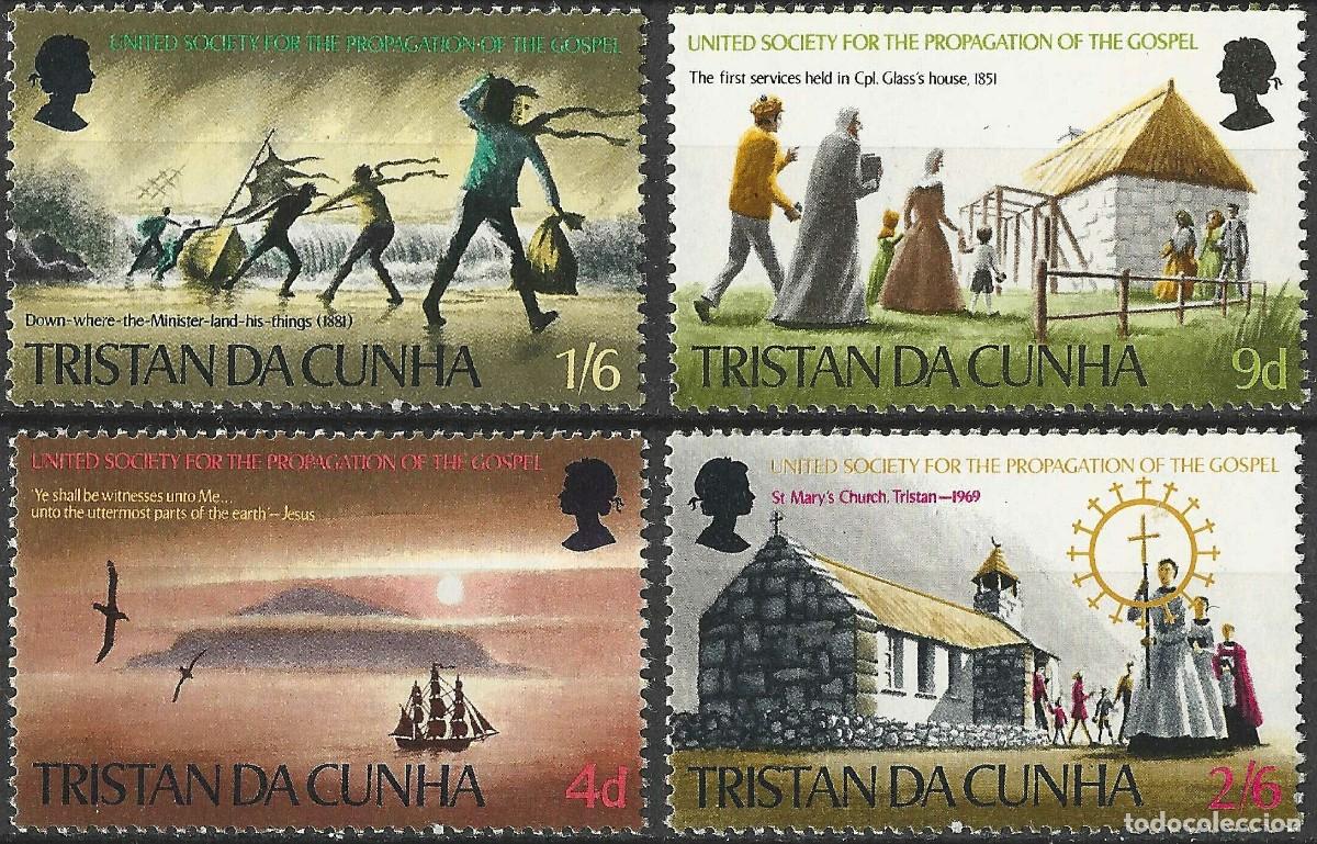 Sellos: TRISTAN DA CUNHA/1969/MNH/SC#128-31/ SOCIEDAD PARA LA PROPAGACION DELGOSPEL/ QEII/ FULL SET