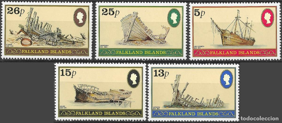 Sellos: FALKLAND ISLANDS/1982/MNH/SC#339-43/ RESTO DE BARCOS/ FULL SET