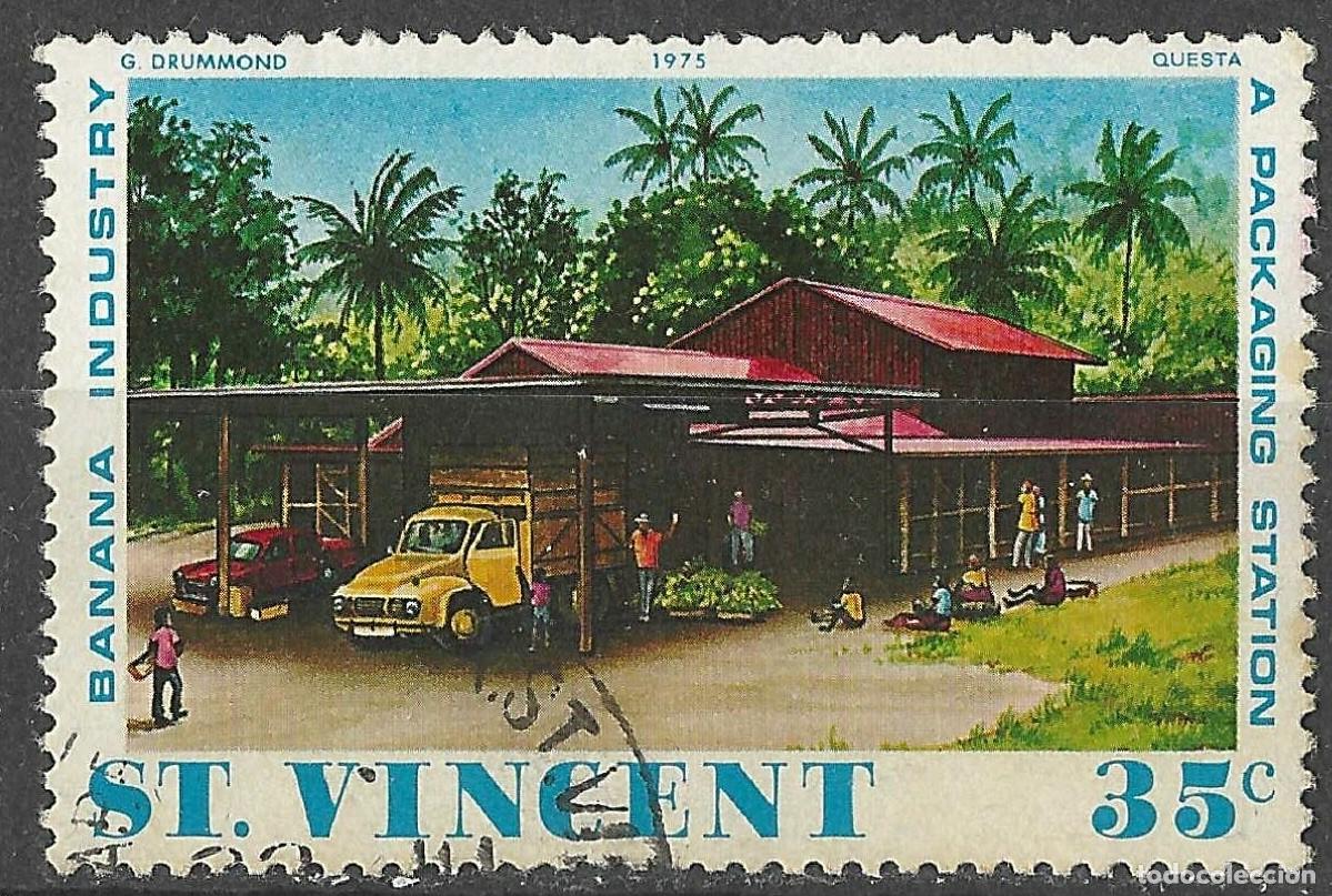 Sellos: ST. VINCENT/1975/USED/SC#427/ INDUSTRIA DE LA BANANA / 35c