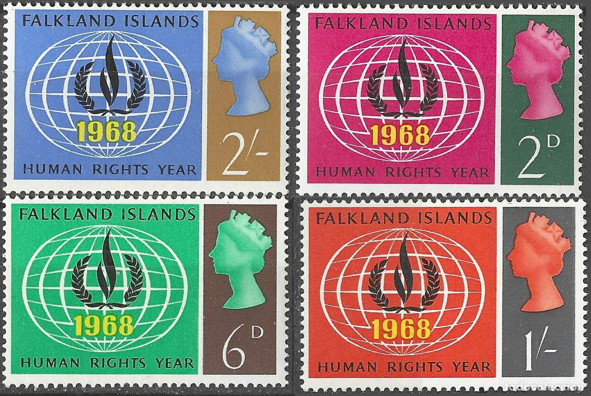 Sellos: FALKLAND ISLANDS/1968/MH/SC#162-5/ A&Ntilde;O INTERNACIONAL DE LOS DERECHOS HUMANOS/ FULL SET