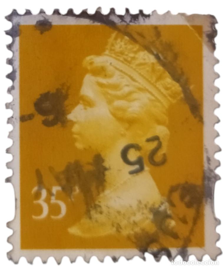 Sellos: GRAN BRETA&Ntilde;A 1993 Isabel II 35 P - Mach&iacute;n. USADO.