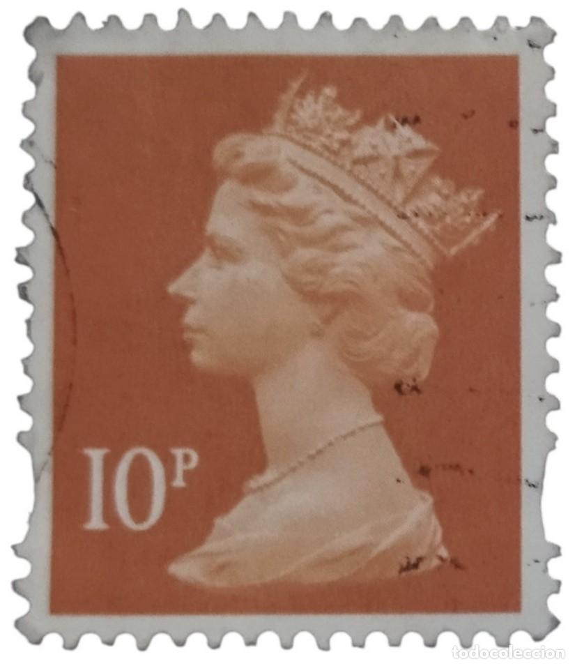 Sellos: GRAN BRETA&Ntilde;A 1995 Isabel II 10 P - Mach&iacute;n. USADO.