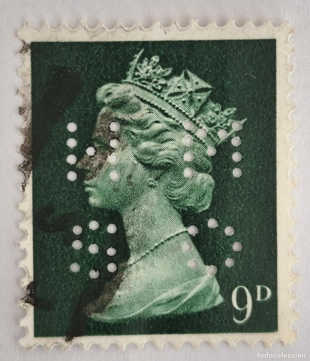 Sellos: USADO GB 1968 - Elizabet II 9 d Impreso a Maquina - Yvert 482 Perforado