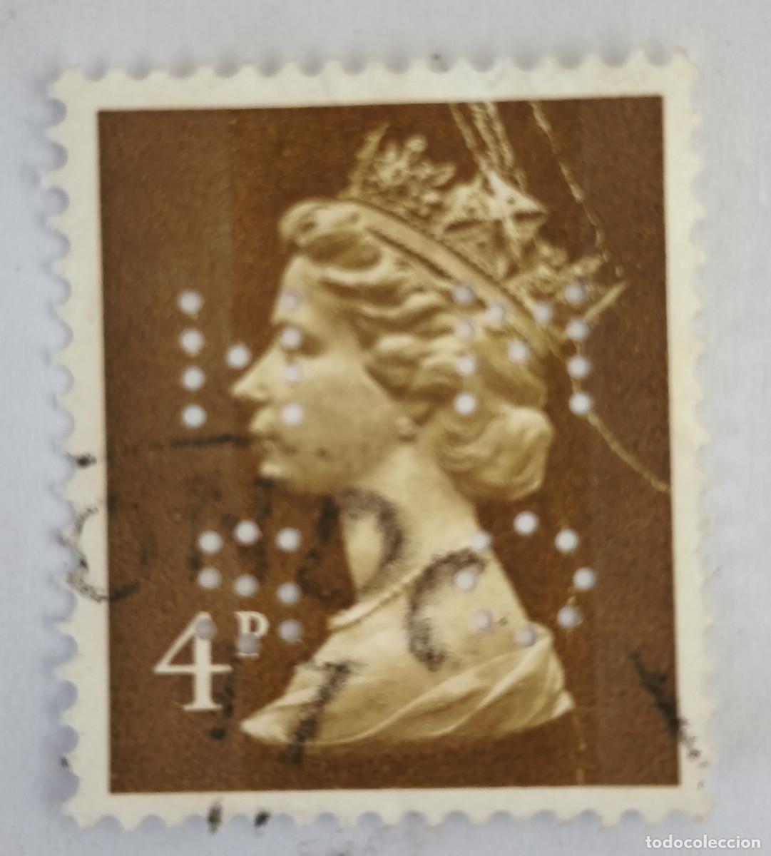 Sellos: USADO GB 1968 - Elizabet II 4 d Impreso a Maquina - Yvert 475 Perforado