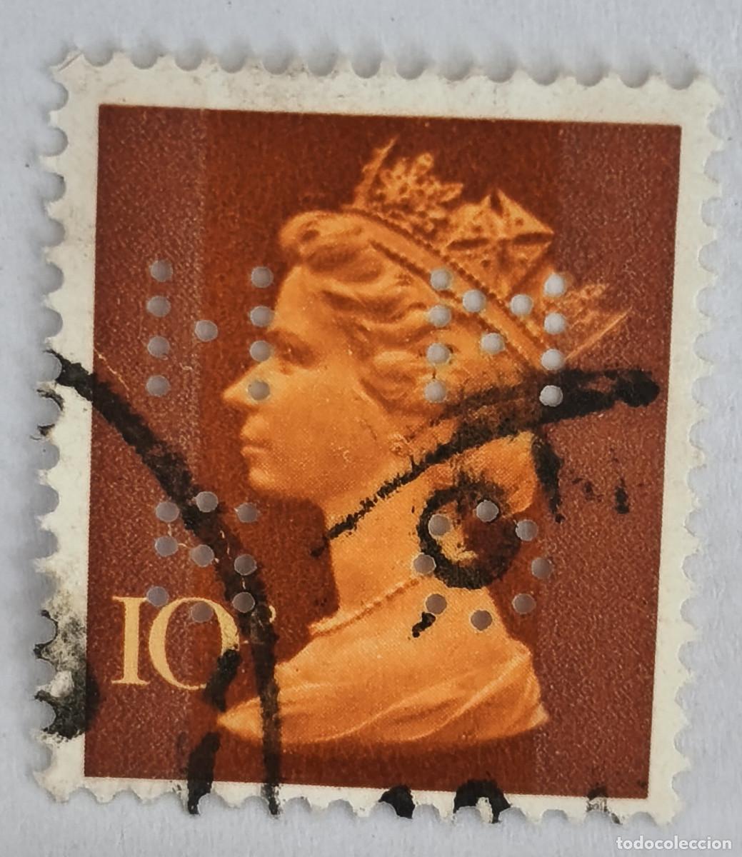 Sellos: USADO GB 1971 - Elizabet II 10 d Impreso a Maquina - Yvert 617 Perforado
