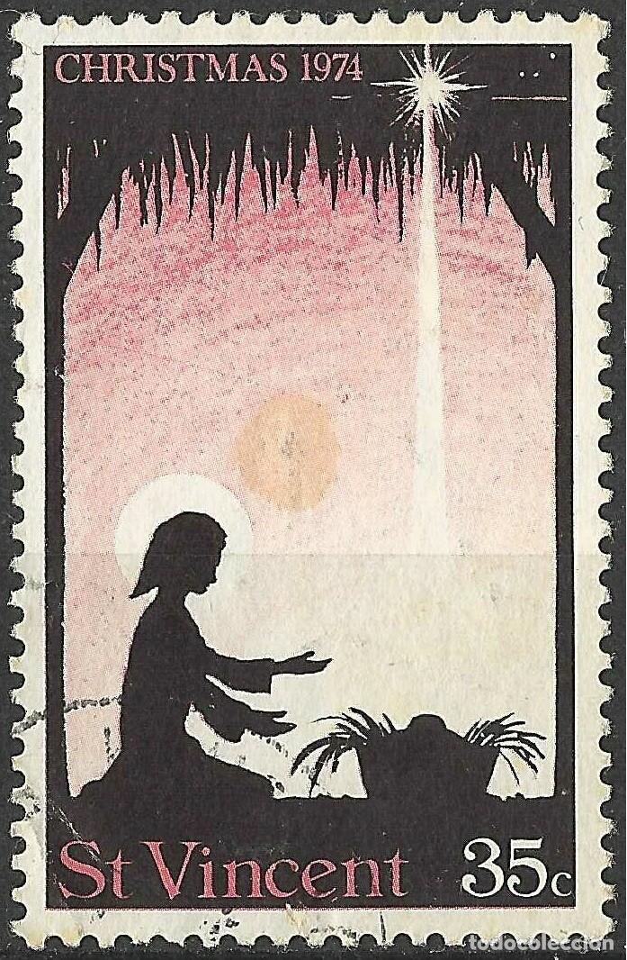Sellos: ST. VINCENT/1974/USED/SC#398/ NAVIDADES/ 35c