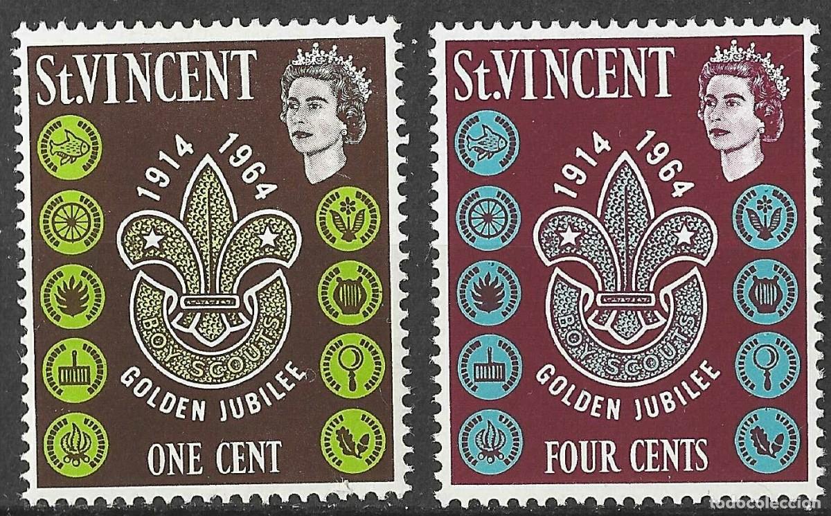 Sellos: ST. VINCENT/1964/MH/SC#216-7/ BOY SCOTS DE ST. VINCENT, 50&ordm; ANIV/ QEII/ 2v/4v