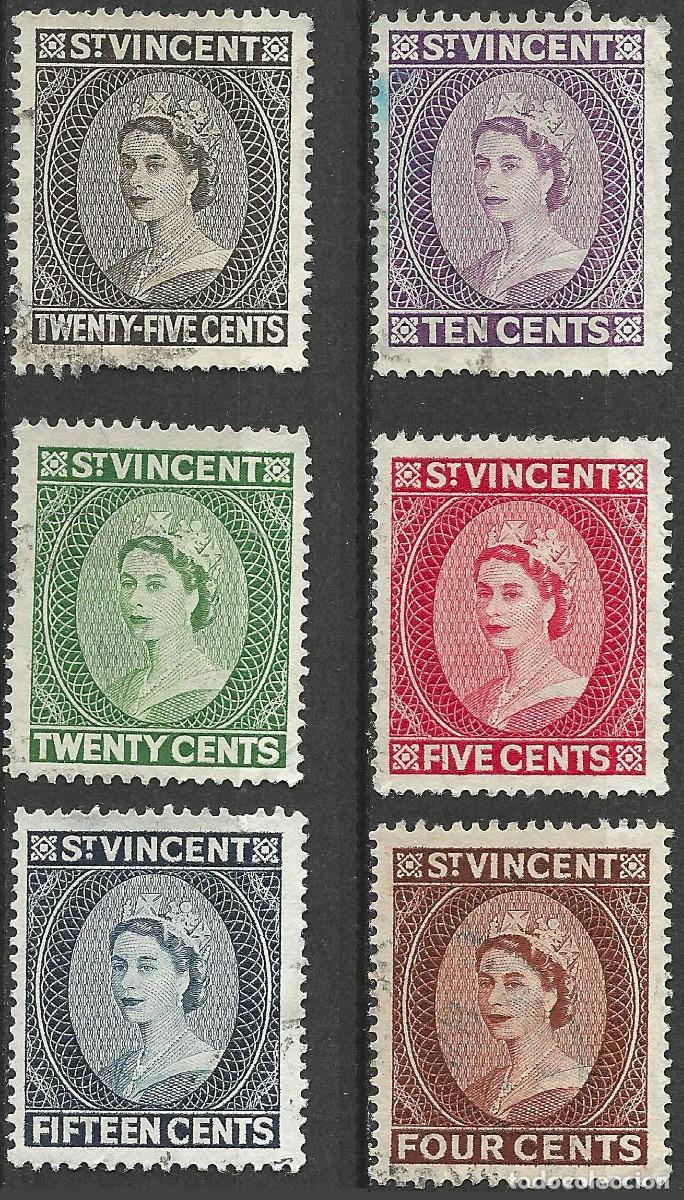 Sellos: ST. VINCENT/1955/USED/SC#189-94/ REINA ELIZABETH II/ QEII /