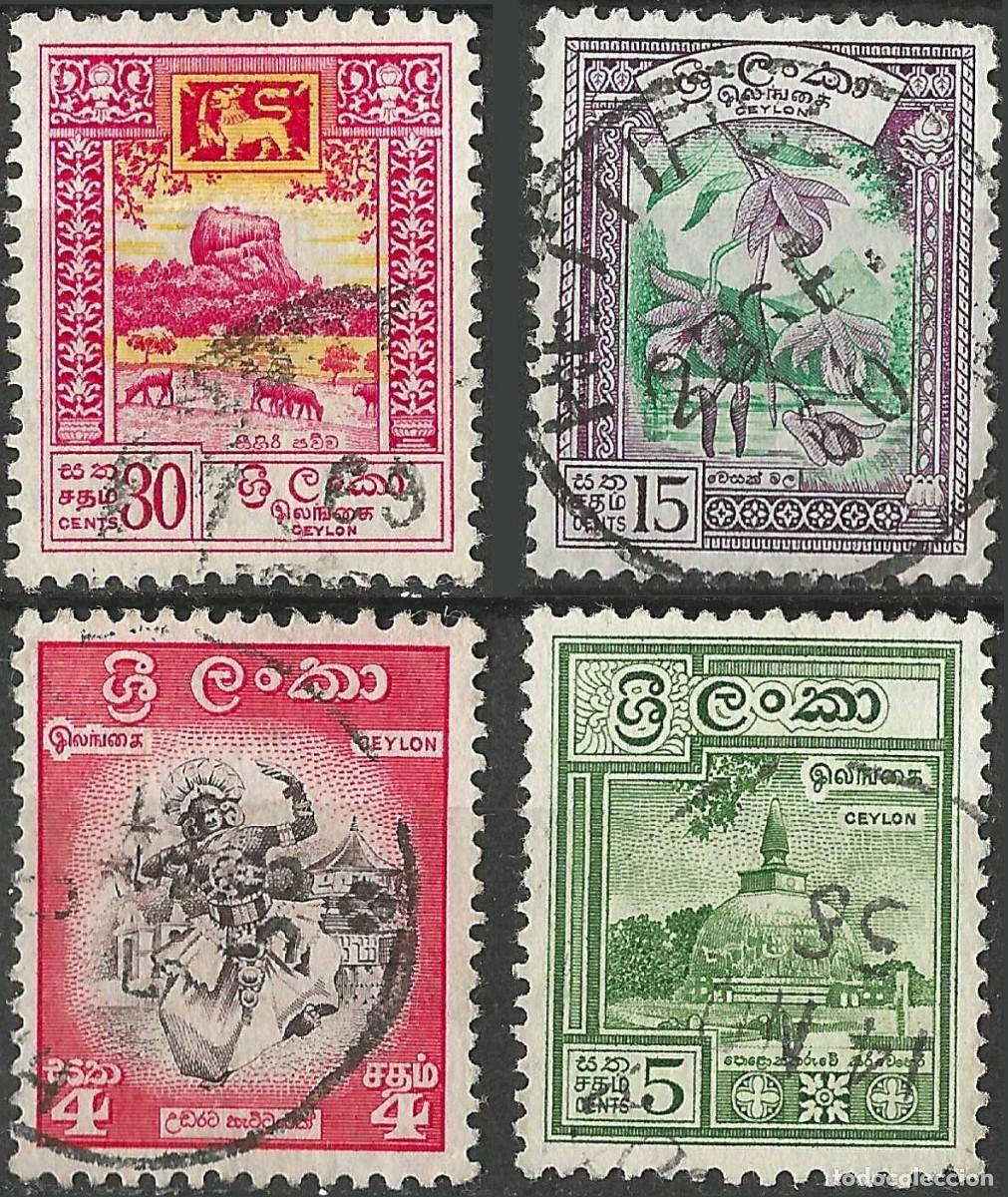 Sellos: CEYLON/1958-9/USED/SC#340-3/ ARQUITECTURA/TEMPLOS/ BUDISMO