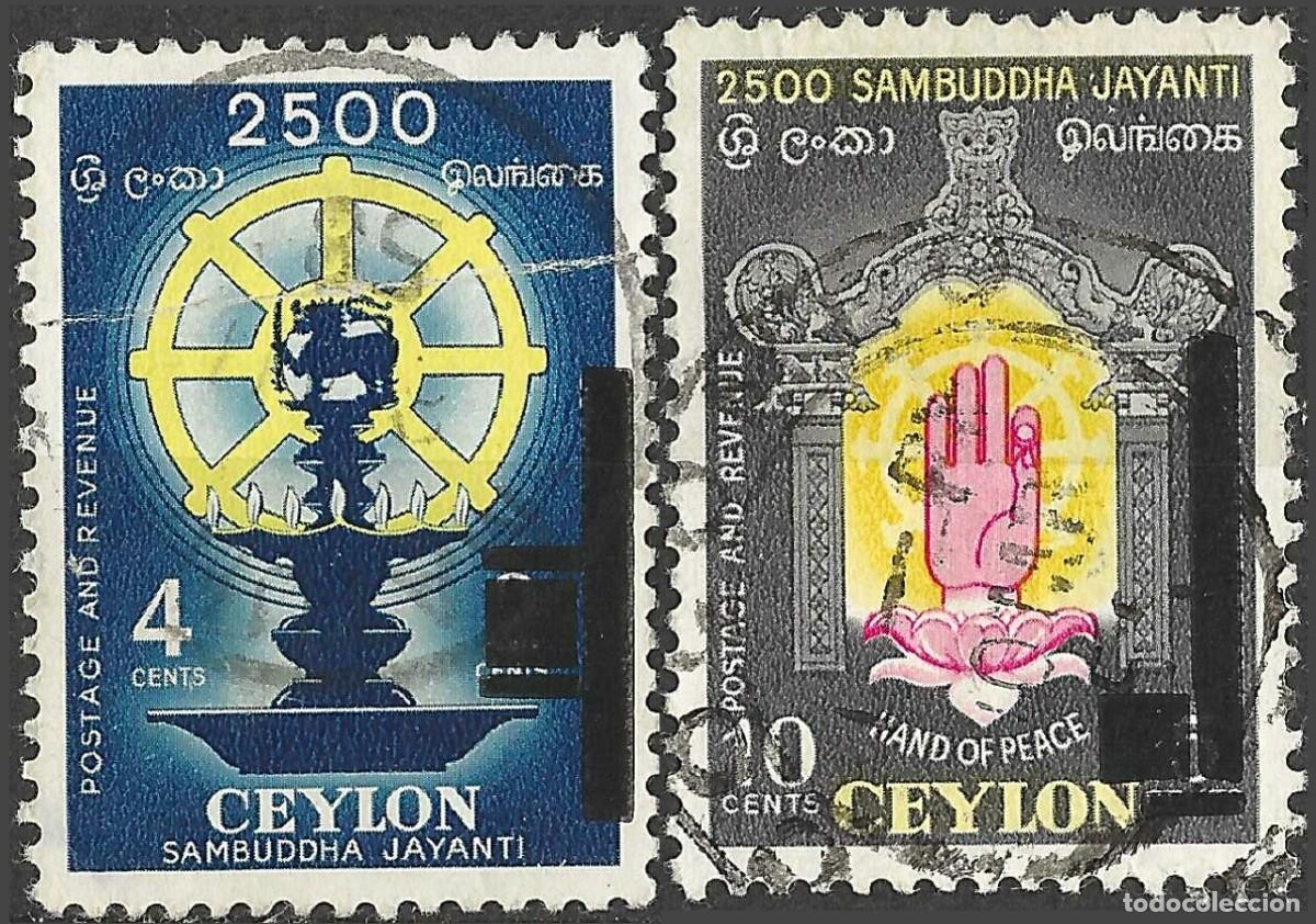 Sellos: CEYLON/1956/USED/SC#338-9/ 2500&ordm; ANIV DEL NACIMIENTO DE BUDDHA/ SOBREIMPRESO- FULL SET