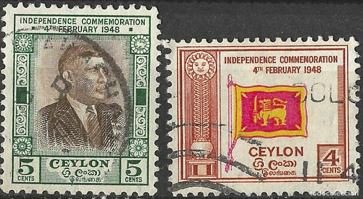 Sellos: CEYLON/1949/USED/SC#300-1/ 1er. ANIV DE LA INDEPENDENCIA DE CEYLON