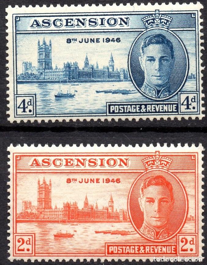 Sellos: ASCENSION/1946/MH/SC#50-1/ EMISION DE PAZ, FIN WWII / REY JORGE VI / KGVI / FULL SET