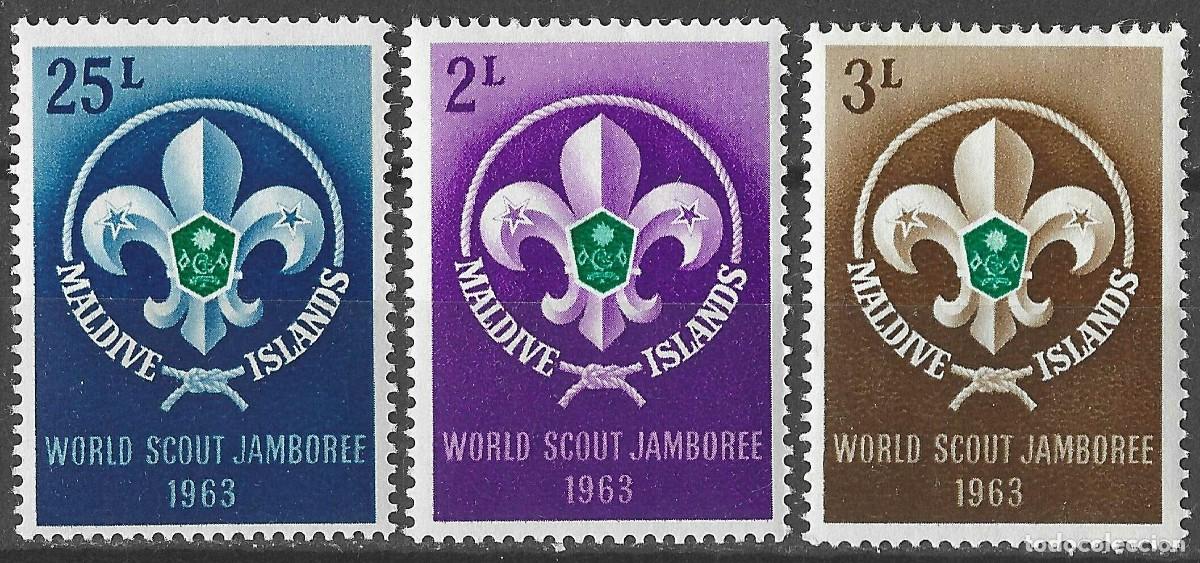 Sellos: MALDIVE ISLANDS/1963/MH/SC#129-31/ 11&ordm; MARATON BOY SCOUT JAMBOREE /1r FALTA