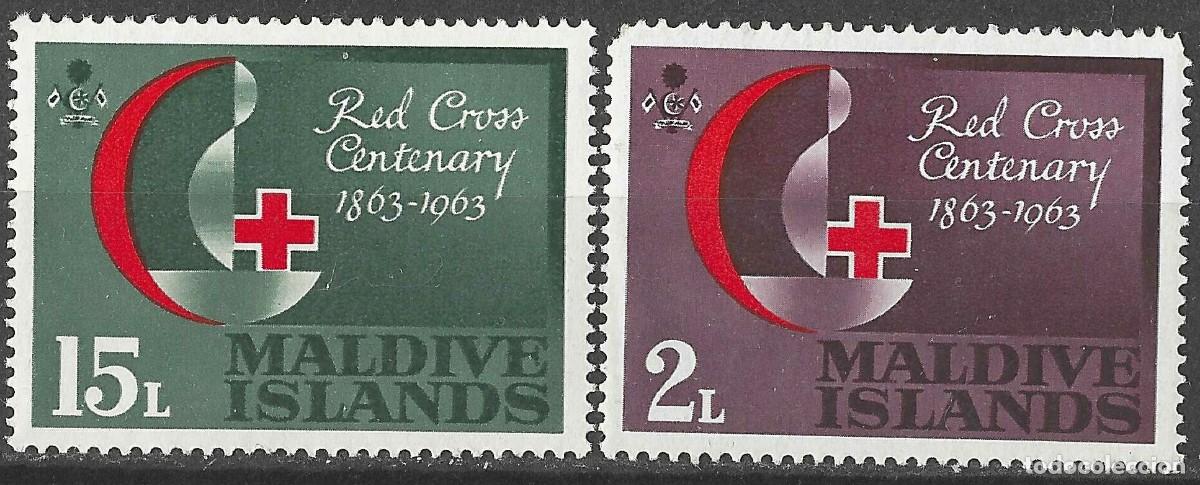 Sellos: MALDIVE ISLANDS/1963/MH/SC#124-5/ CENTENARIO DE LA CRUZ ROJA INTERNACIONAL