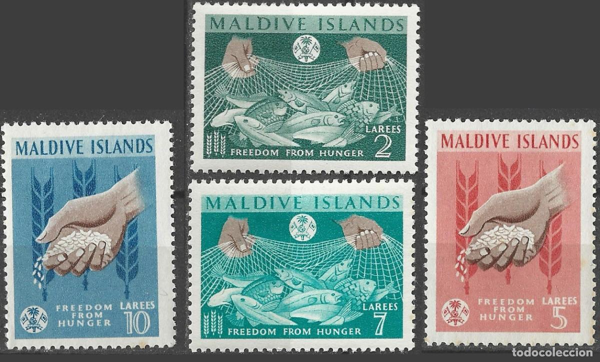 Sellos: MALDIVE ISLANDS/1963/MNH/SC#117-20/ FAO CAMPA&Ntilde;A &rdquo;LIBERACION DEL HAMBRE&rdquo;