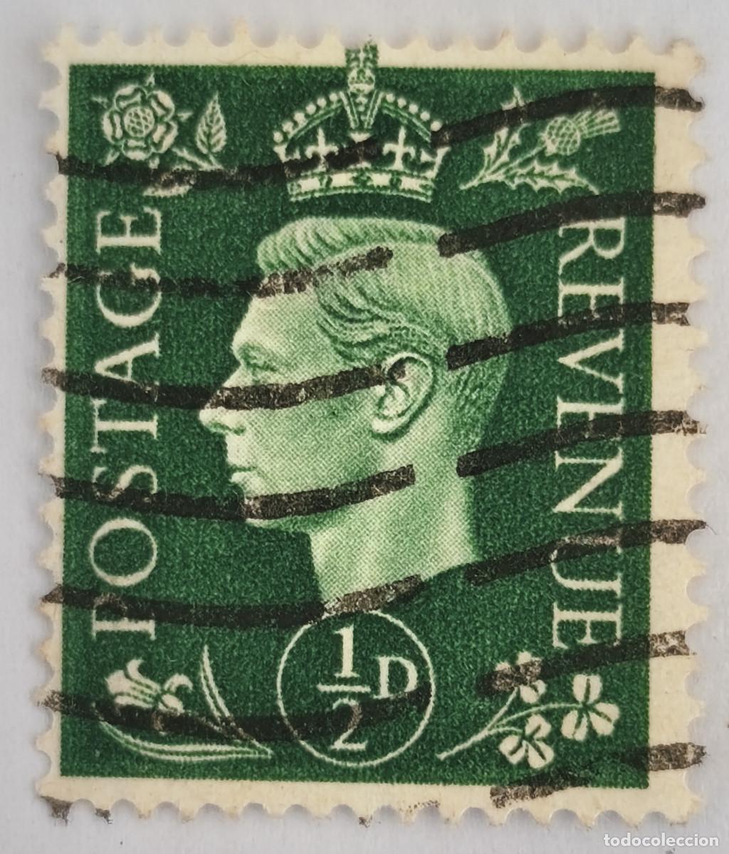 Sellos: USADO GB 1937 - Rey Jorge George VI 1/2 d - Yvert 209