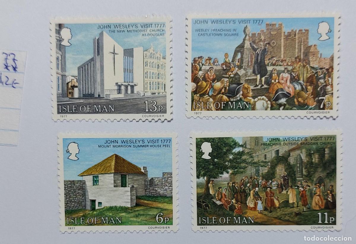 Sellos: Isla de Man, 1977 primera visita de John Wesley, fundador del metodismo, Iglesia ** MNH