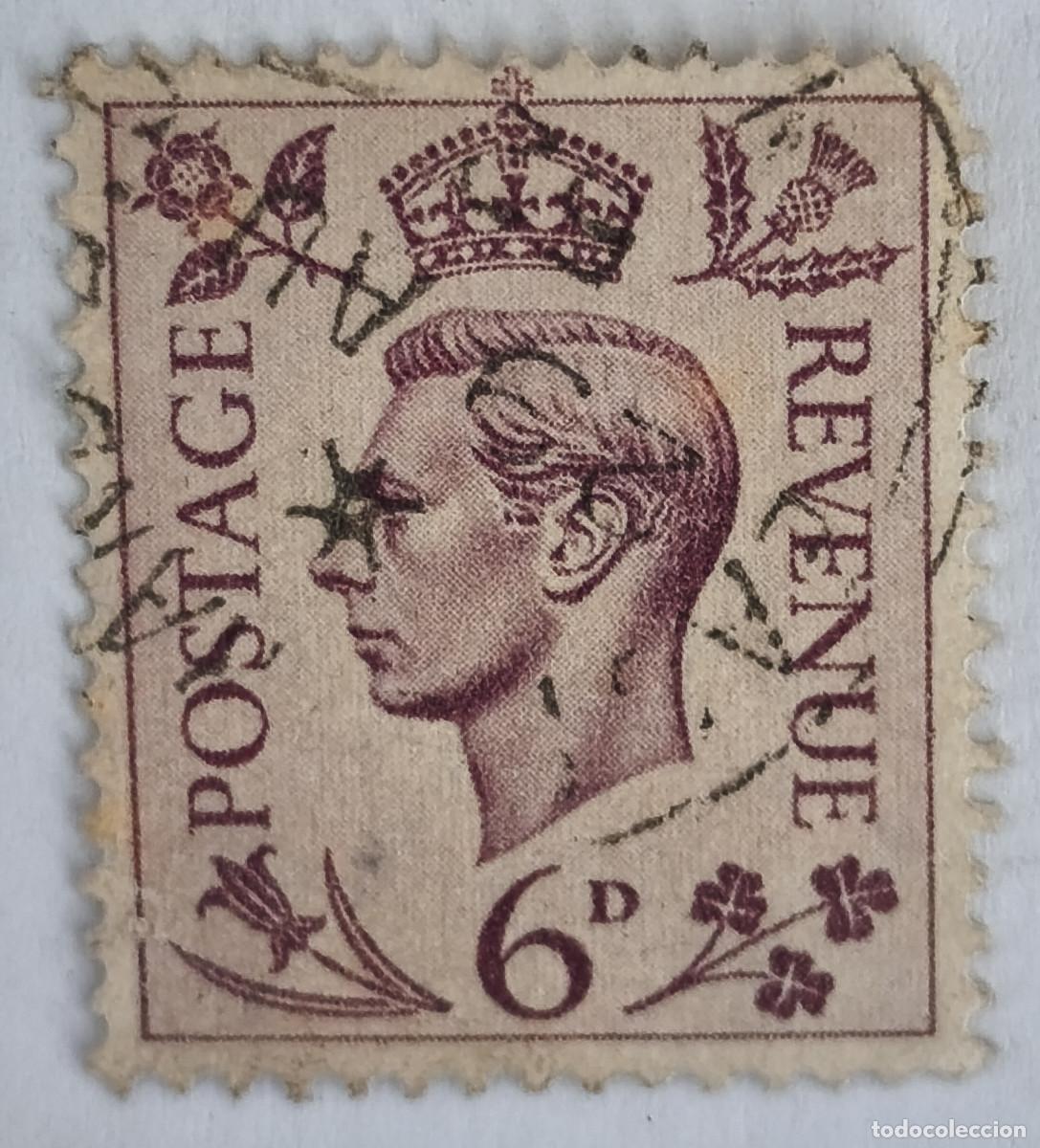 Sellos: USADO GB 1939 - Rey Jorge George VI 6 d - Yvert 217