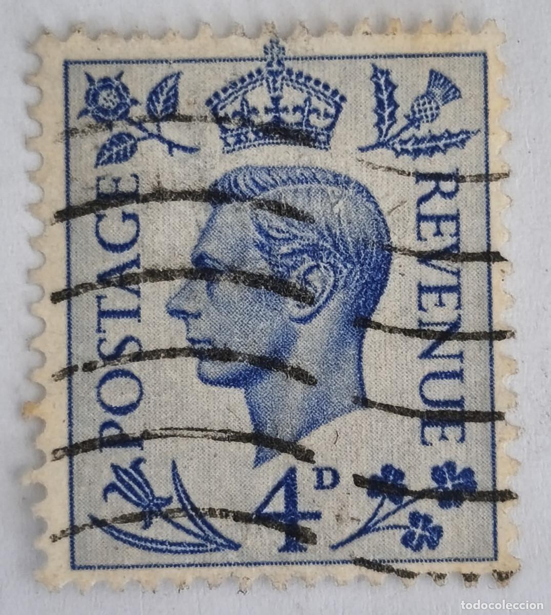 Sellos: USADO GB 1950 - Rey Jorge George VI 4 d - Yvert 250