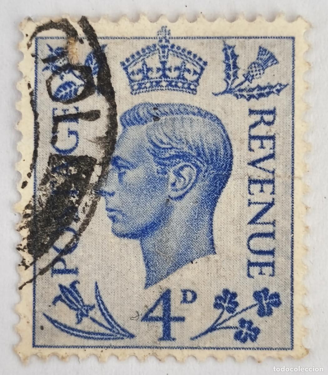 Sellos: USADO GB 1950 - Rey Jorge George VI 4 d - Yvert 250