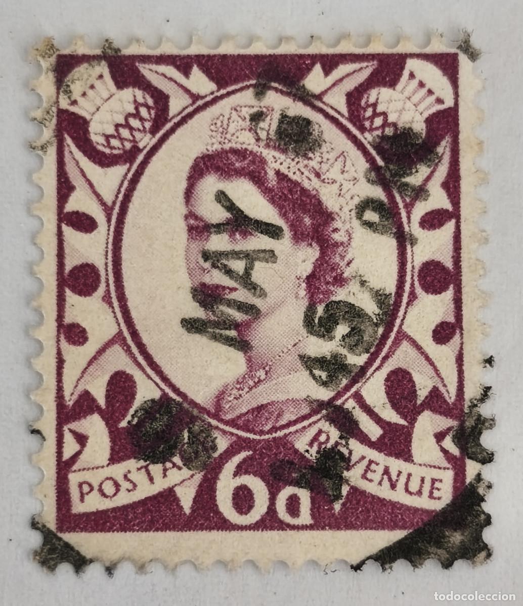 Sellos: USADO GB 1958 ESCOCIA - Reina Queen Elizabeth II VI 6 d - Yvert 319