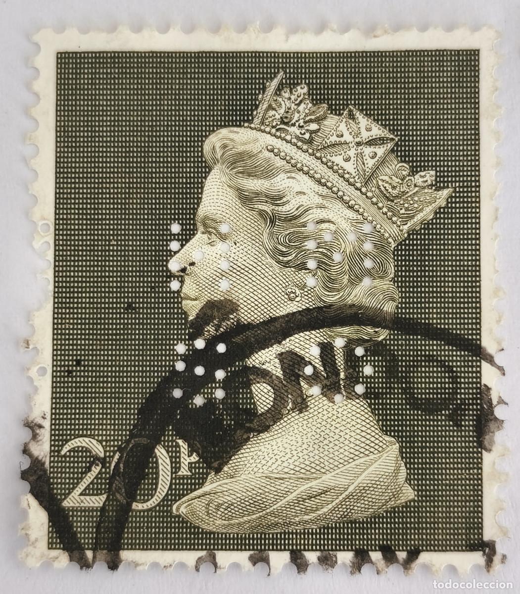 Sellos: USADO GB 1970 - Reina Queen Elizabeth II VI Machin 20p - Yvert 619 ( Tama&ntilde;o Grande Perforado )