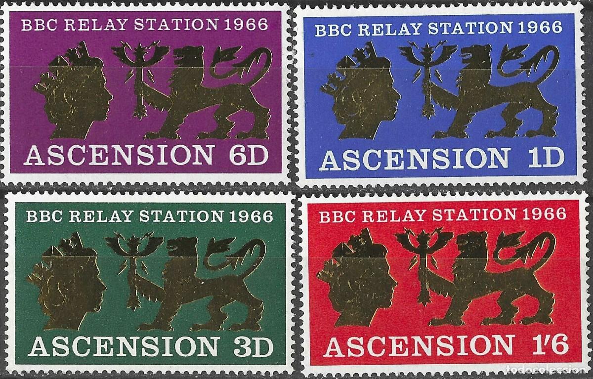 Sellos: ASCENSION/1967/MH/SC#111-4/ REINA ELIZABETH II / QEII/ APERTURA DE BBC /COMUNICACIONES/ FULL SET