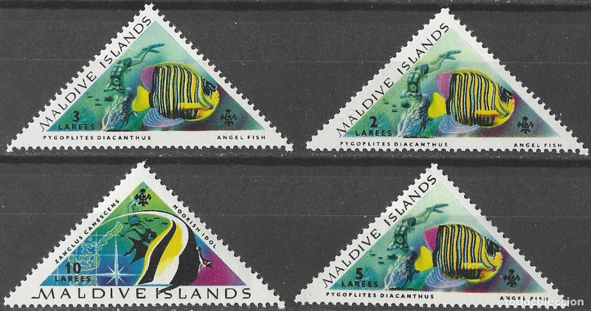 Sellos: MALDIVE ISLANDS/1963/MH/SC#109-12/ PECES TROPICALES / VIDA MARINA