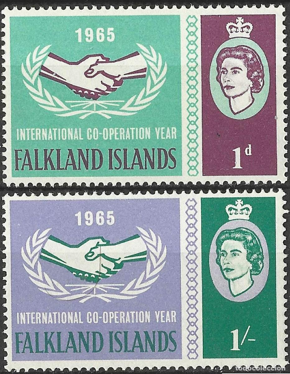 Sellos: FALKLAND ISLANDS/1965/MNH/SC#156-7/ EMISION A&Ntilde;O INTL. DE LA COOPERACION / FULL SET
