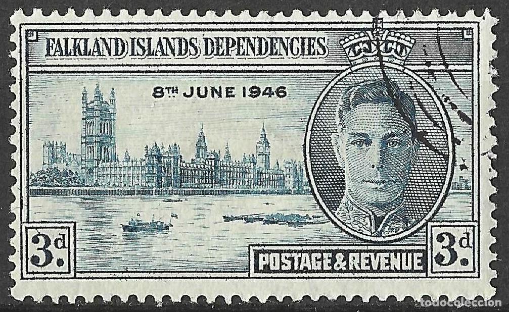 Sellos: FALKLAND ISLANDS/1946/USED/SC#1L10/ EMISION DE PAZ, FIN DE WWII / REY JORGE VI / KGVI / 3p