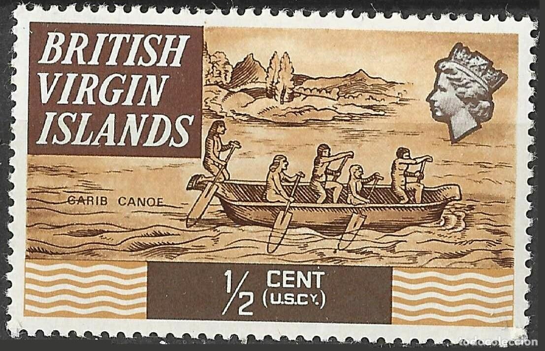 Sellos: VIRGIN ISLANDS/1970/MNH/SC#206/ CANOA CARIBE / CULTURA/ 1/2c MARRON & OCRE