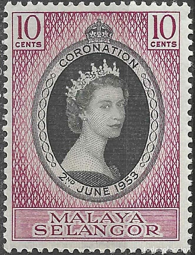 Sellos: MALAYA SELANGOR/1953/MNH/SC#74/ REINA ELIZABETH II / QEII / EMISION CORONACION