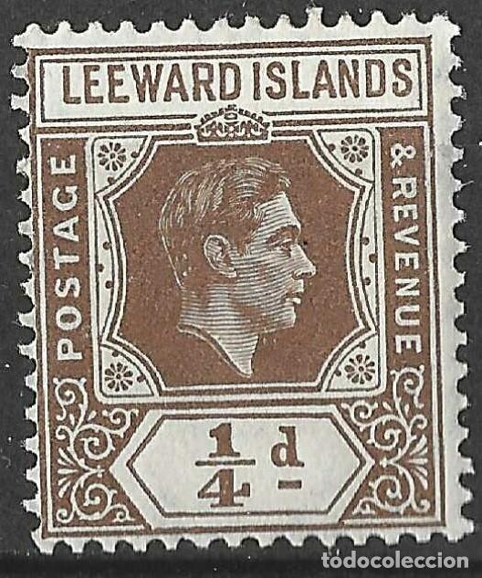 Sellos: LEEWARD ISLANDS/1938-51/MH/SC#103a/ REY JORGE VI/ KGVI / 1/4p CHALKY PAPER
