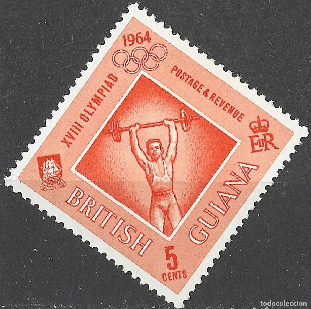 Sellos: BRITISH GUIANA/1964/MH/SC#290/JUEGOS OLIMPICOS DE VERANO TOKYO/ 5c NARANAJA