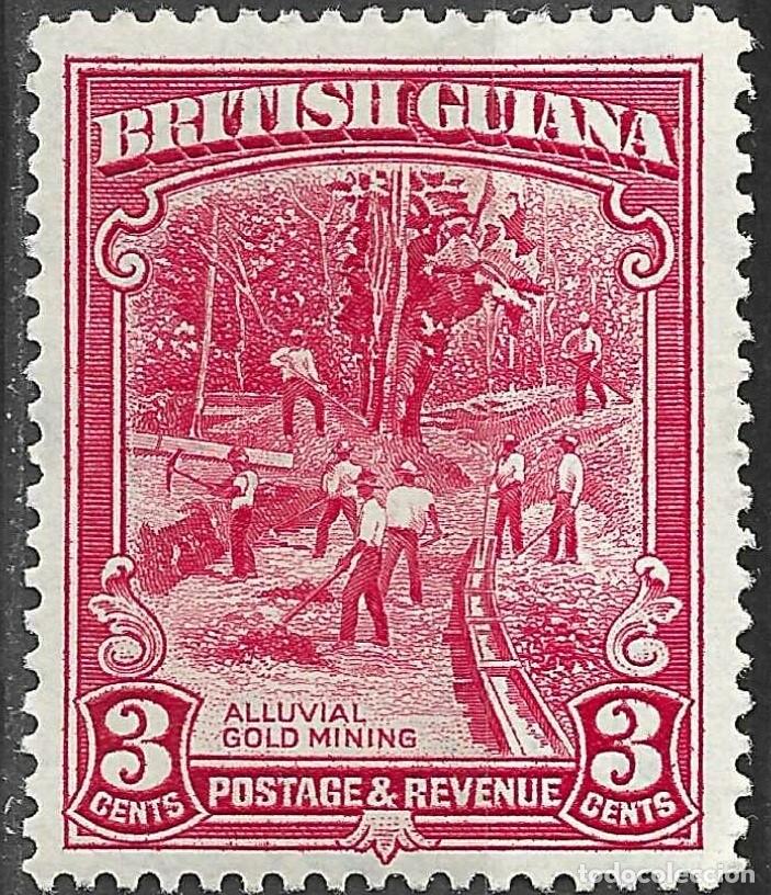 Sellos: BRITISH GUIANA/1934/MH/SC#212/ REY JORGE V / KGV / 3c MINERIA DE ORO