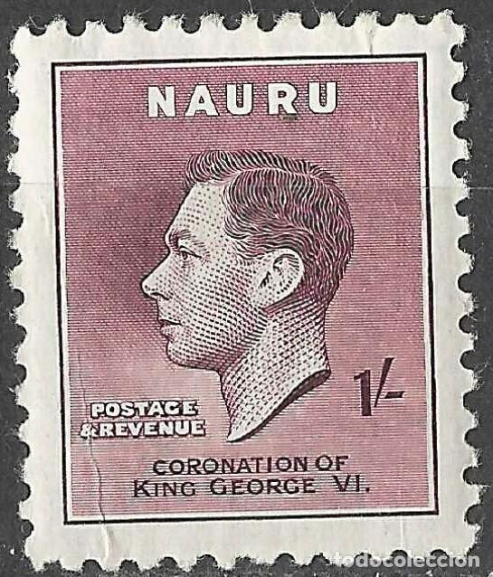 Sellos: NAURU/1937/MNH/SC#38/CORONACION DE REY JORGE VI & ELIZABETH / KGVI / 1 sh VIOLETA MARRON