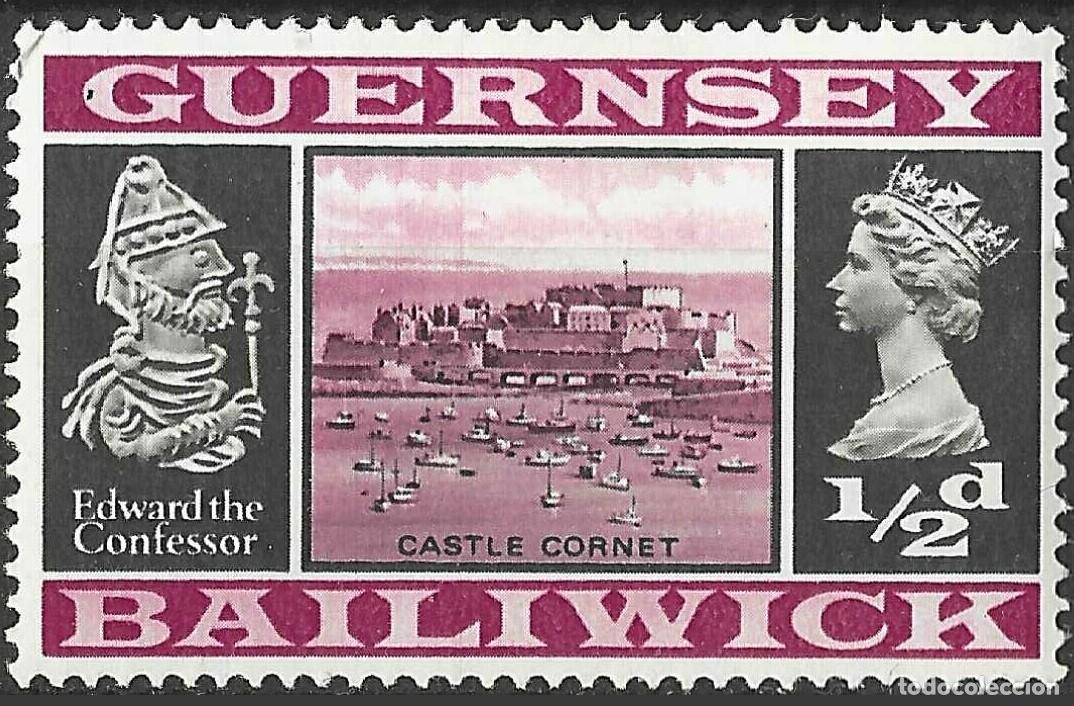 Sellos: GUERNSEY/1971/MNH/SC#41/ BAILIWICK ISSUES/ QEII / 1/2p CASTILLO CORNET Y EDUARDO EL CONFESSOR