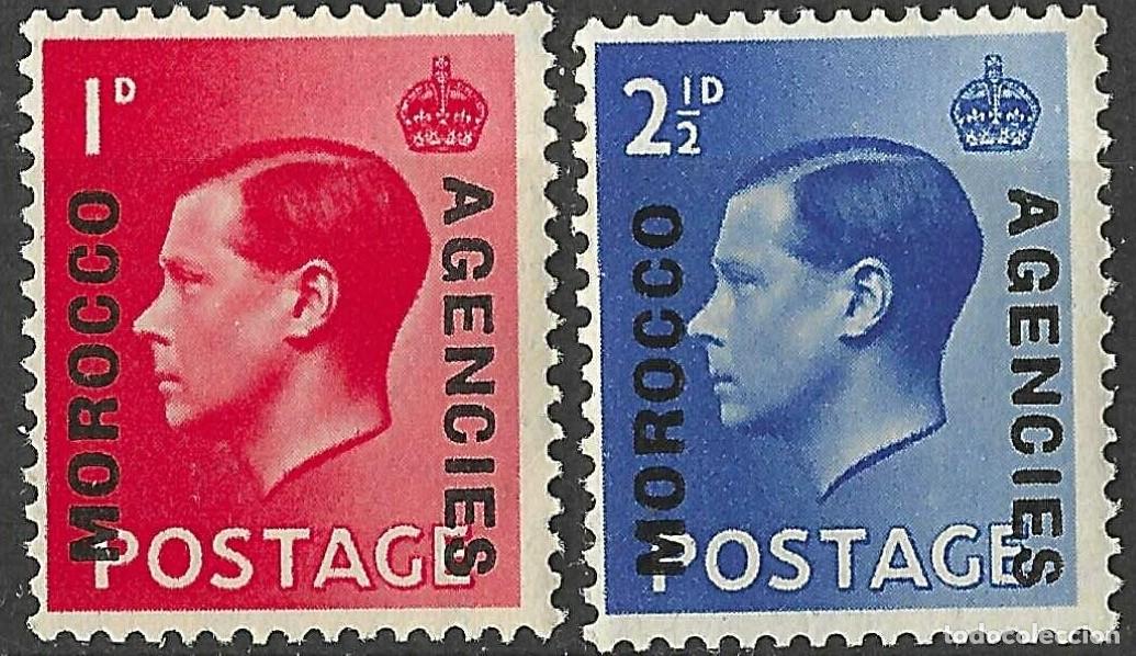 Sellos: GREAT BRITAIN OFFICES ABROAD_MORROCO/1936/MNH/SC#244-5/ REY EDUARDO VIII / KEVIII / FULL SET
