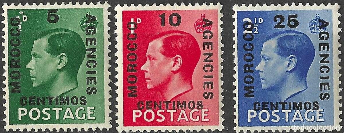 Sellos: GREAT BRITAIN OFFICES ABROAD_MORROCO/1936/MNH/SC#78-9, 81/ REY EDUARDO VIII / KEVIII / TANGER