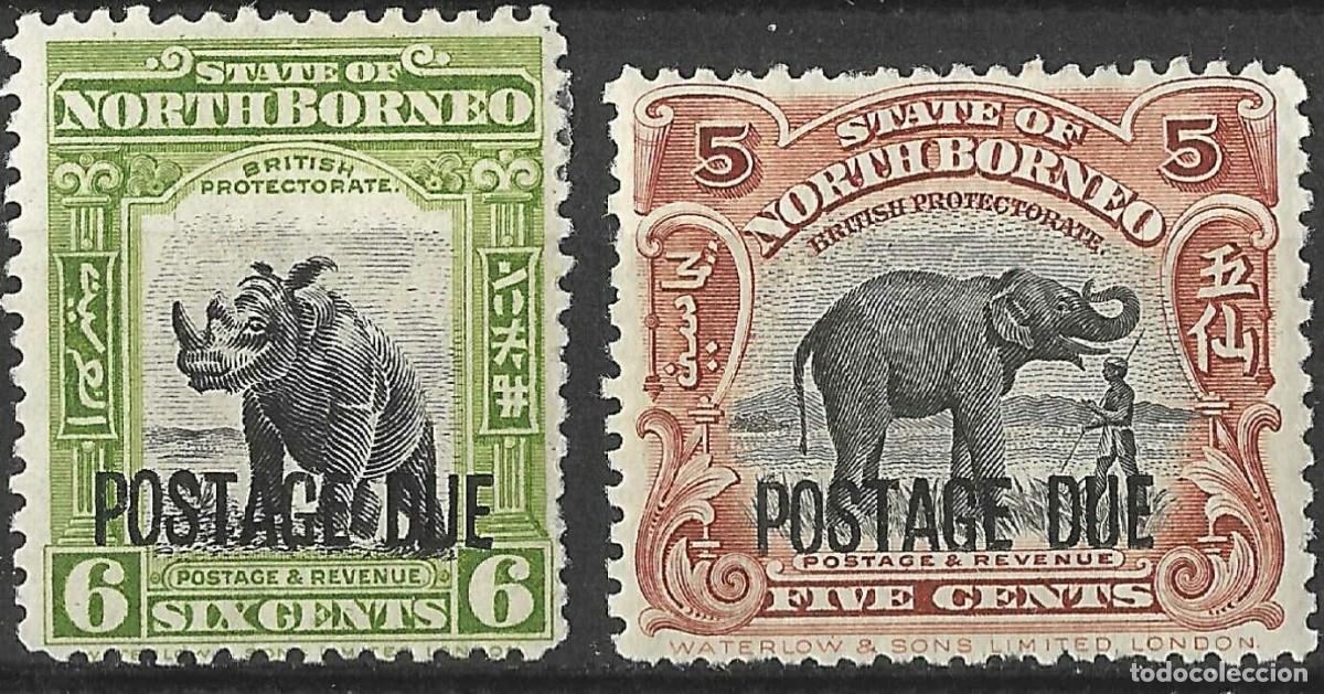 Sellos: NORTH BORNEO/1926-8/MH/SC#J44-J45/ POSTAGE DUE STAMPS/ ANIMALES