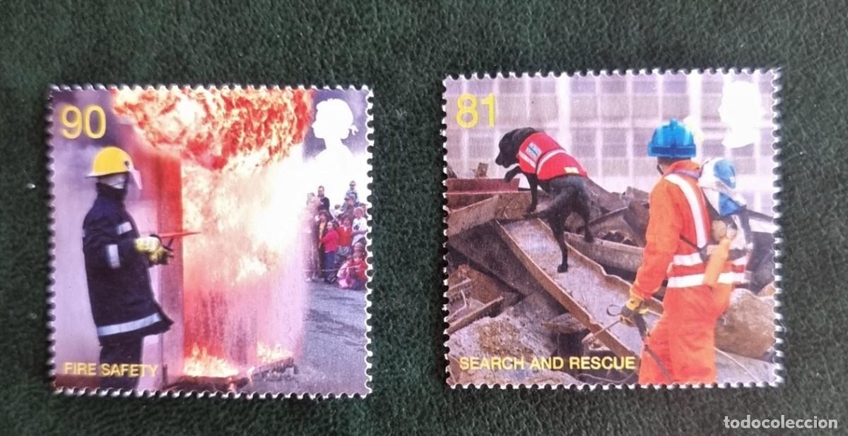 Sellos: GRAN BRETA&Ntilde; 2009 BOMBEROS 2 SELLOS USADOS