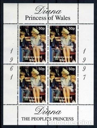 Sellos: GB LOCAL BARDSEY 1997 SHEET MNH PRINCESA DIANA REALEZA ROYALTY