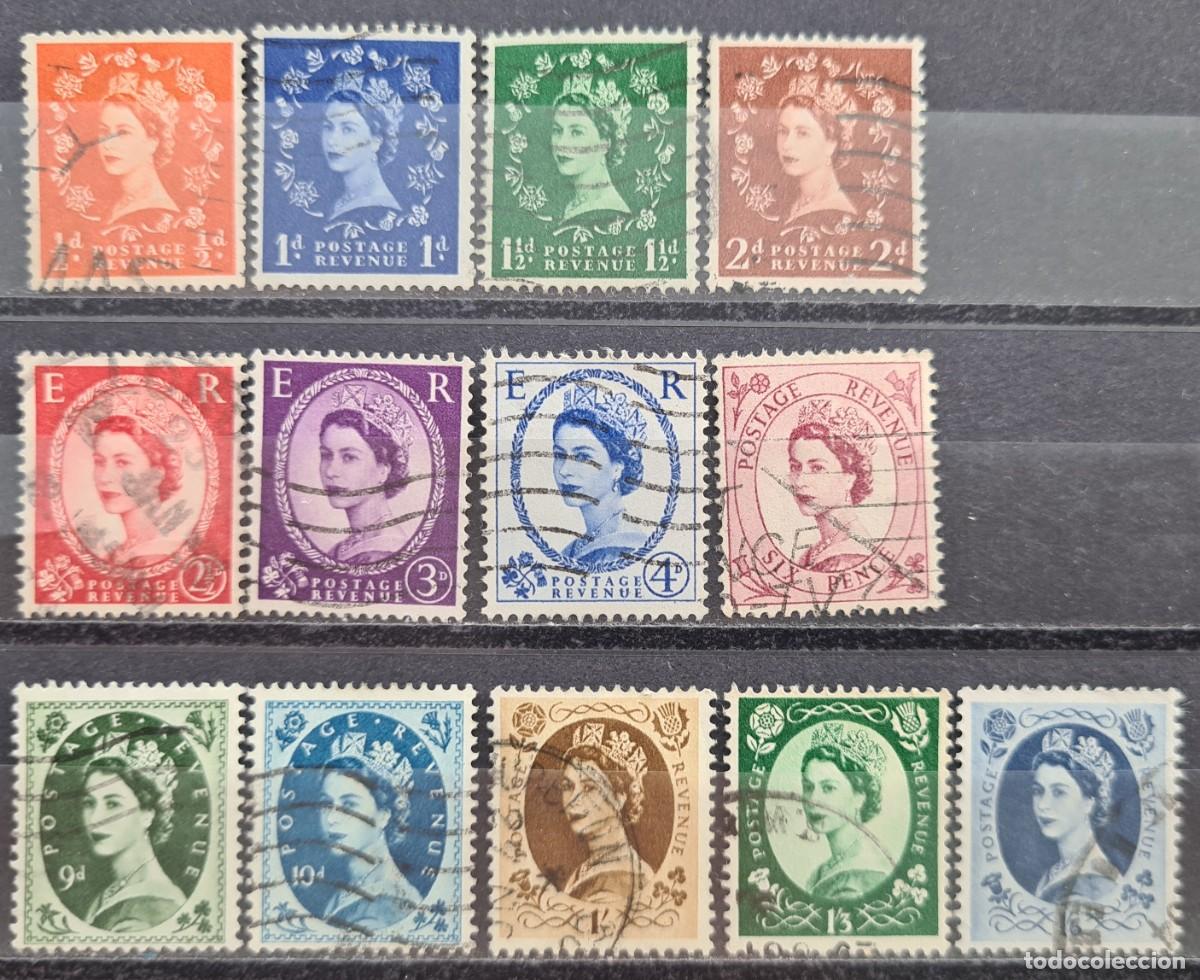 Sellos: Serie de sellos usados de Gran Breta&ntilde;a 1952-54: Elizabeth II