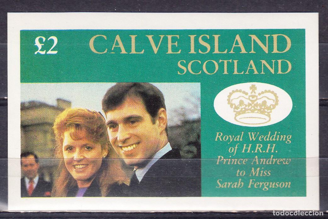Sellos: GB LOCAL CALVE ISLAND 1986 SHEET MNH PRINCIPE ANDREW Y SARAH FERGUSON BODA REAL REALEZA ROYALTY