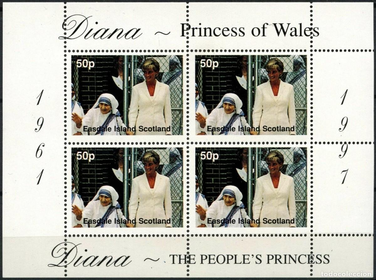 Sellos: GB LOCAL EASDALE 1997 SHEET MNH PRINCESA DIANA REALEZA ROYALTY MADRE TERESA DE CALCUTA