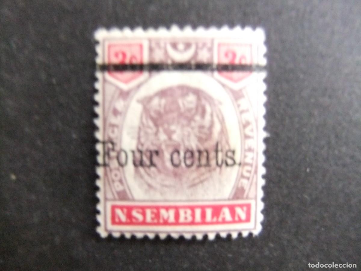 Sellos: 43 NEGRI SEMBILAN 1899 1902 / TIGRE ( sello de 1896 sobrecargado FOUR CENTS ) / YVERT 16 MH