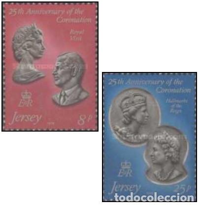 Sellos: Jersey 1978, SW179/ 80&rdquo;XXV Aniv. Coronaci&oacute;n de Isabel II &rdquo;./ Nuevos, sin charnela, MNH.