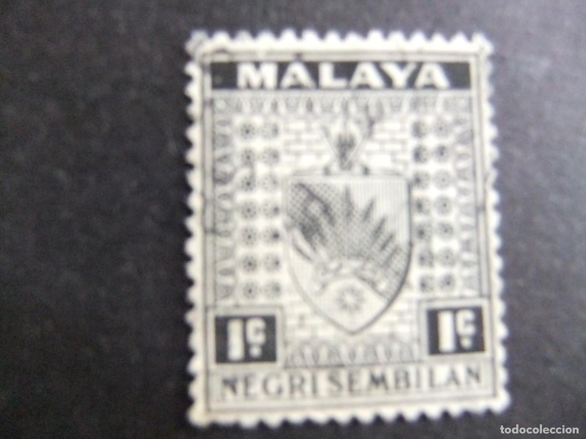 Sellos: 43 NEGRI SEMBILAN 1935 1941 / ESCUDO de ARMAS / YVERT 20 FU
