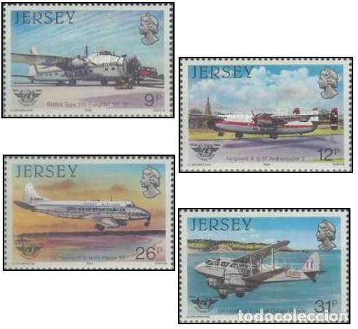 Sellos: Jersey 1984, SW324/27 &rdquo;Aviaci&oacute;n Civil&rdquo;./ Nuevos, sin charnela, MNH.