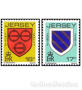Sellos: Jersey 1985, SW360/61 &rdquo;Escudos&rdquo;./ Nuevos, sin charnela, MNH.